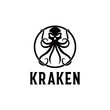 Kraken logo, monster, kraken, head, skull, tentacle, skeleton, octopus, logo, angry, animal, marine, ocean, sea, sport, squid