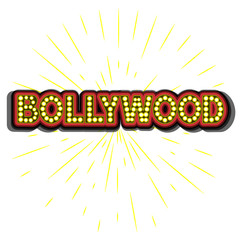 Wall Mural - Bollywood traditional indian cinema lettering vector illustration.