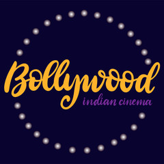 Bollywood traditional indian cinema lettering vector illustration.