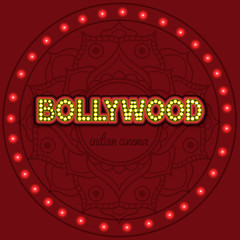 Wall Mural - Bollywood traditional indian cinema lettering vector illustration.