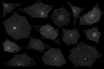 Wall Mural - Spider web set. Cobweb illustration for halloween design. Vector background.