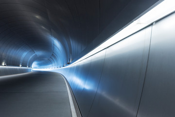 Poster - Empty futuristic modern tunnel in the dark