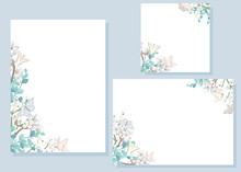 Set Of White Backgrounds With Floral Decoration