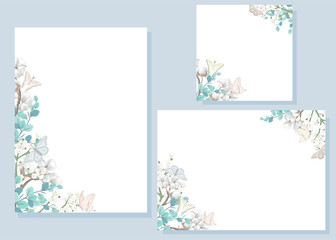 Wall Mural - Set of white backgrounds with floral decoration