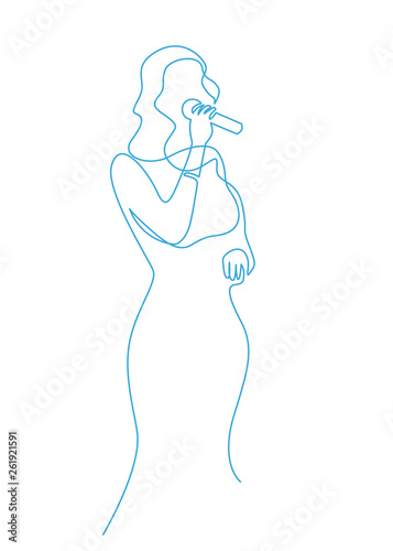 Woman Singing Karaoke Continuous One Line Drawing Singer With Microphone Sing Blues Buy This Stock Vector And Explore Similar Vectors At Adobe Stock Adobe Stock