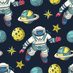Wall Mural - astronaut vector seamless pattern.