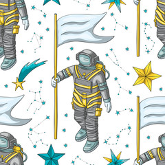 Wall Mural - astronaut vector seamless pattern.