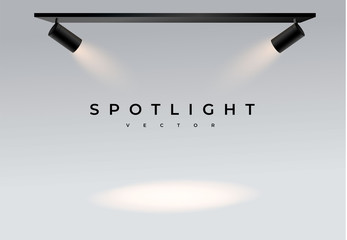 Wall Mural - two black moderns. shine into place. spot. spotlights with white light collection isolated on transp