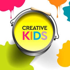 Wall Mural - Kids art craft, education, creativity class concept. Vector illustration.