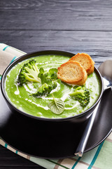 Poster - close-up of broccoli cream soup in bowl