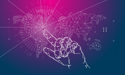 Fototapete - abstract future realistics shape objects. innovations blend systems and technologies in big data. de