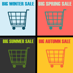 Leinwandbilder - shopping cart icon.big different season lettering