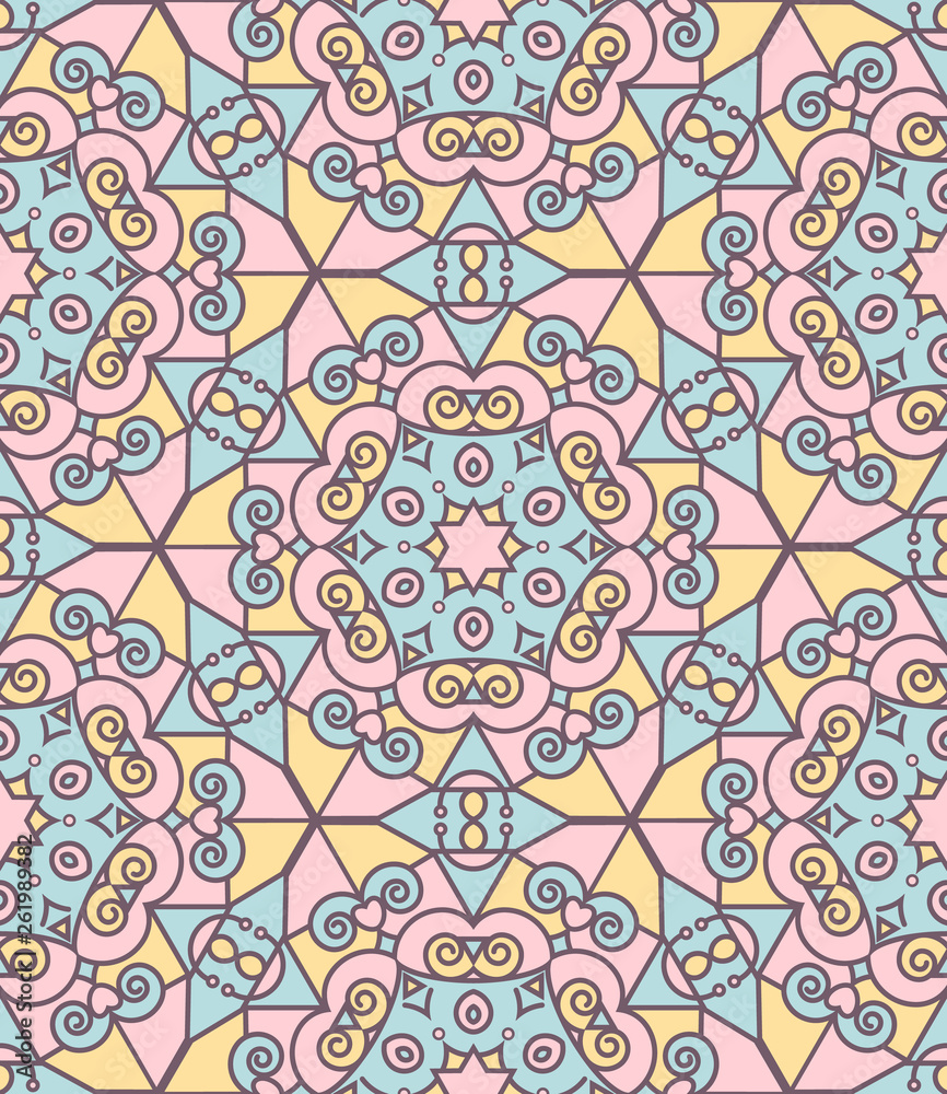 Seamless pastel kaleidoscope pattern