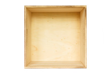 Wooden Box Top View On White Background.