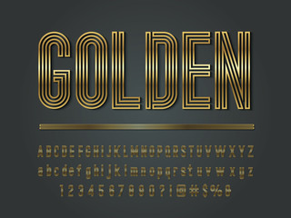 Wall Mural - Vector of modern 3D bold gold alphabet design