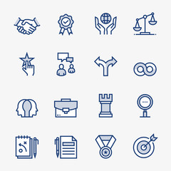 Wall Mural - Business Ethics Colored Outline Icons. Pixel Perfect