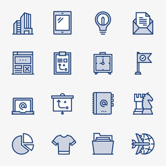 Modern Business Colored Outline Icons. Pixel Perfect