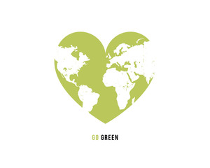 vector illustration continuous drawing of the heart shaped world.