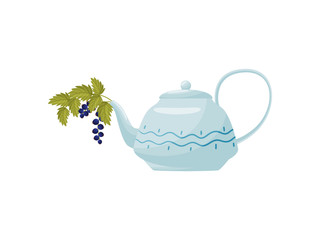 Wall Mural - Berries in teapot on white background. Vector illustration.