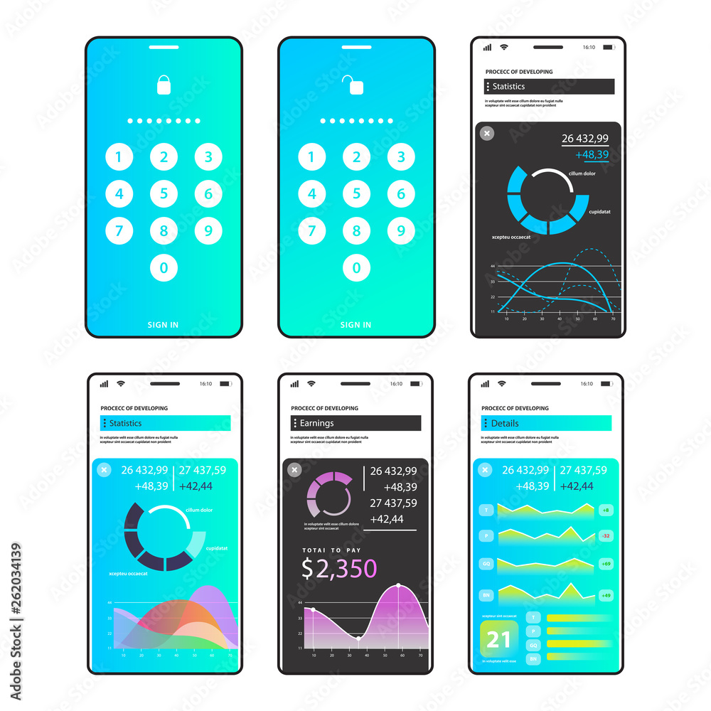 Mobile app infographics application UI UX design elements. Vector ...