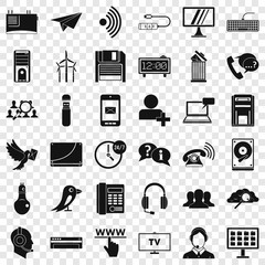 Poster - Telephone communication icons set. Simple style of 36 telephone communication vector icons for web for any design