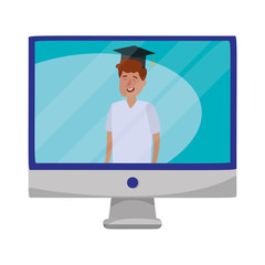 Wall Mural - online education man cartoon