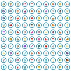 Poster - 100 theatre and cinema icons set in cartoon style for any design vector illustration