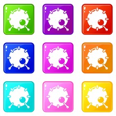 Poster - Drum icons set 9 color collection isolated on white for any design