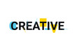 © theendup - Graphic design of a word 'creative' in playful and trendy way with blue and yellow colors. Modern, simple typography.
