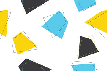 Wall Mural - seamless, abstract background pattern made with trapezoids in blue, yellow and grey colors. modern, 