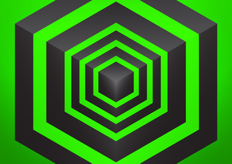 Poster - abstract background isometric shape of hexagons and cubes.
