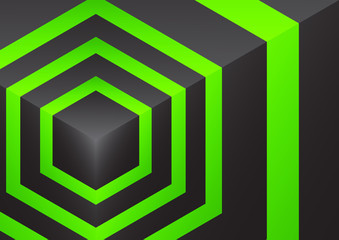 Poster - abstract background isometric shape of hexagons and cubes.