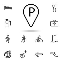 Poster - pin parking icon. Navigation icons universal set for web and mobile
