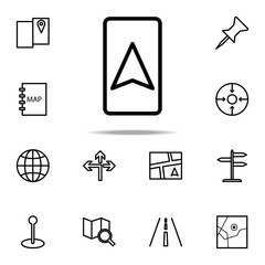 Poster - cursor on the navigator icon. Navigation icons universal set for web and mobile