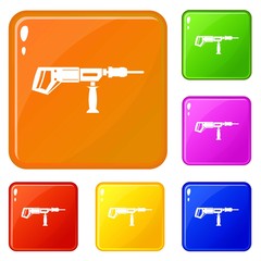 Poster - Electric drill, perforator icons set collection vector 6 color isolated on white background