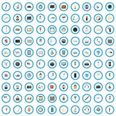 Poster - 100 touch screen icons set in cartoon style for any design vector illustration