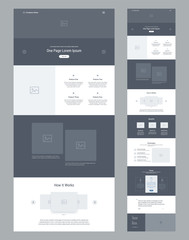 one page website design template for business. landing page wireframe. flat modern responsive design
