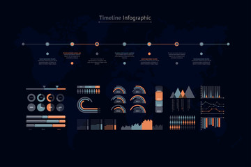 Aufkleber - Timeline vector infographic. World map