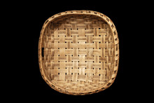 Traditional Wicker Baskets Isolated On Black Background