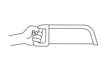 Sticker - hand with saw tool isolated icon