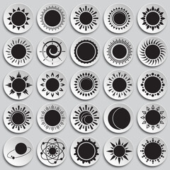 Poster - Sun icon set on plates background for graphic and web design. Simple vector sign. Internet concept symbol for website button or mobile app.