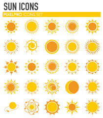 Poster - Sun icon set on white background for graphic and web design. Simple vector sign. Internet concept symbol for website button or mobile app.