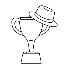 Canvas Print - trophy with hat black and white