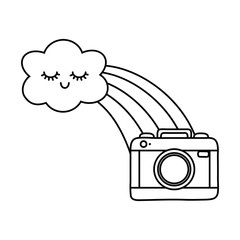 Canvas Print - cloud with rainbow and camera black and white