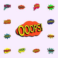 Poster - Comic speech bubble with expression text ooops icon. comic icons universal set for web and mobile