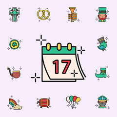 Poster - Calendar, 17, date icon. St.Patricks day icons universal set for web and mobile