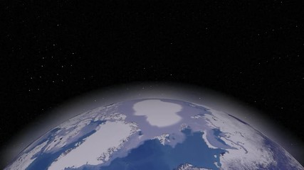 Wall Mural - Arctic at the top of the planet Earth. The space of the abstract sphere in the Universe. 