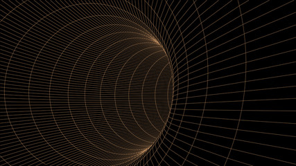 Aufkleber - Abstract tunnel. Vector wormhole. 3D corridor mesh.