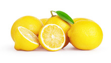 Fresh Lemon Fruits Isolated On White Background