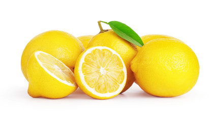 Wall Mural - fresh lemon fruits isolated on white background